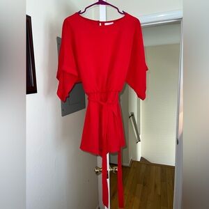Adrienne Boutique Red Short Sleeve Jumpsuit / Romper